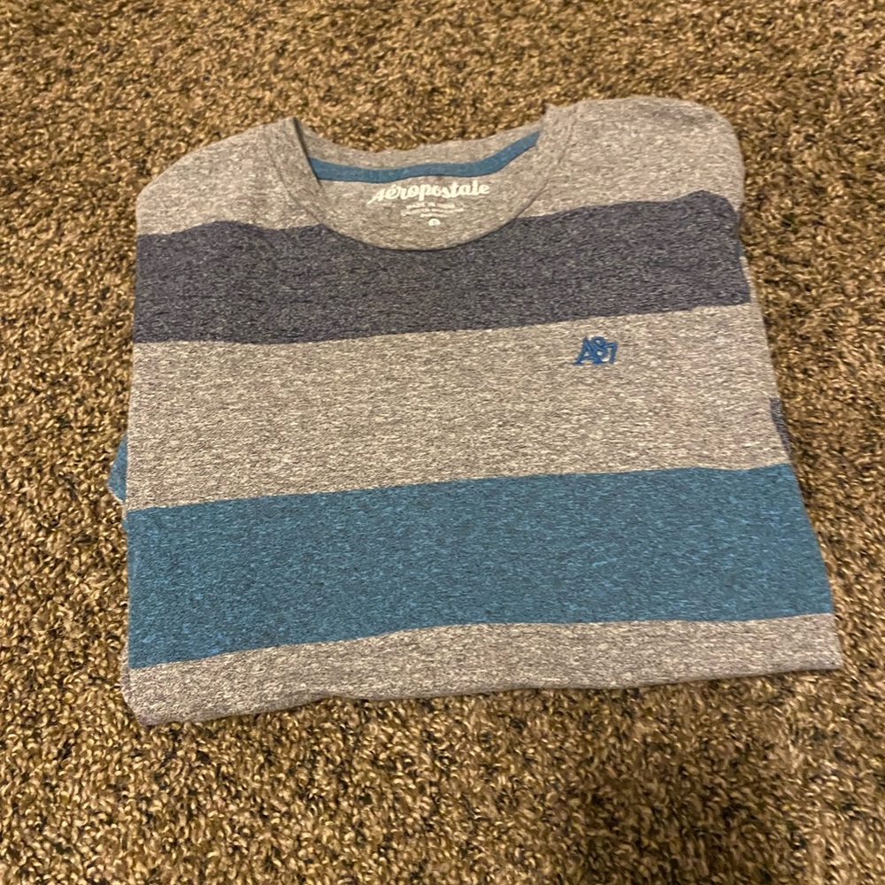 Aeropostale Kids Striped Blue and Gray T-Shirt